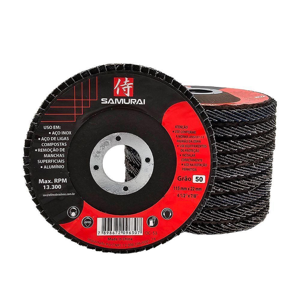 Kit 10 Discos De Lixa Flap De Fibra 115mm 4” Grão 50 - 1