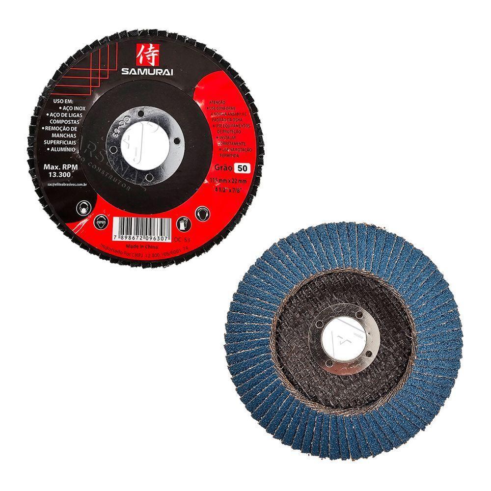 Kit 10 Discos De Lixa Flap De Fibra 115mm 4” Grão 50 - 4