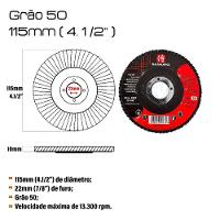 Kit 10 Discos De Lixa Flap De Fibra 115mm 4” Grão 50 - 5