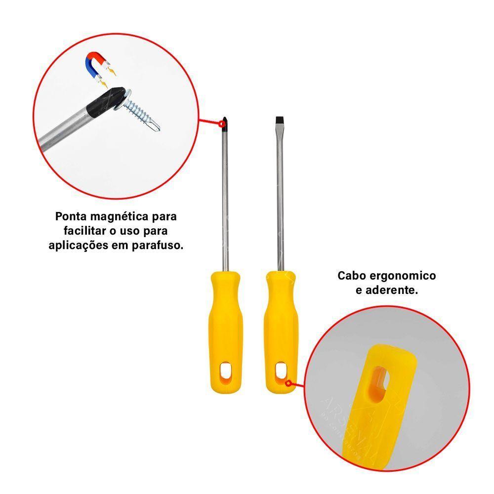 Conjunto Chaves Fenda E Phillips Ponta Magnetizada 6 Peças - 3