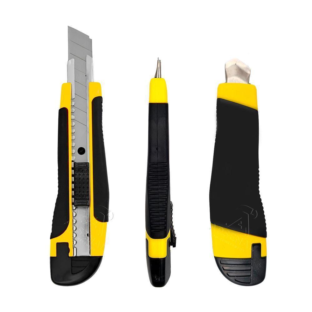 Estilete 18mm Emborrachado Com Trava Automatica Elite - 2