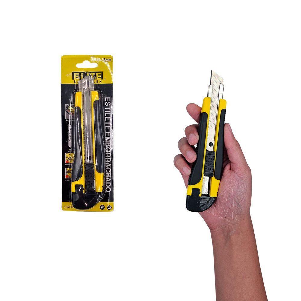 Estilete 18mm Emborrachado Com Trava Automatica Elite - 4