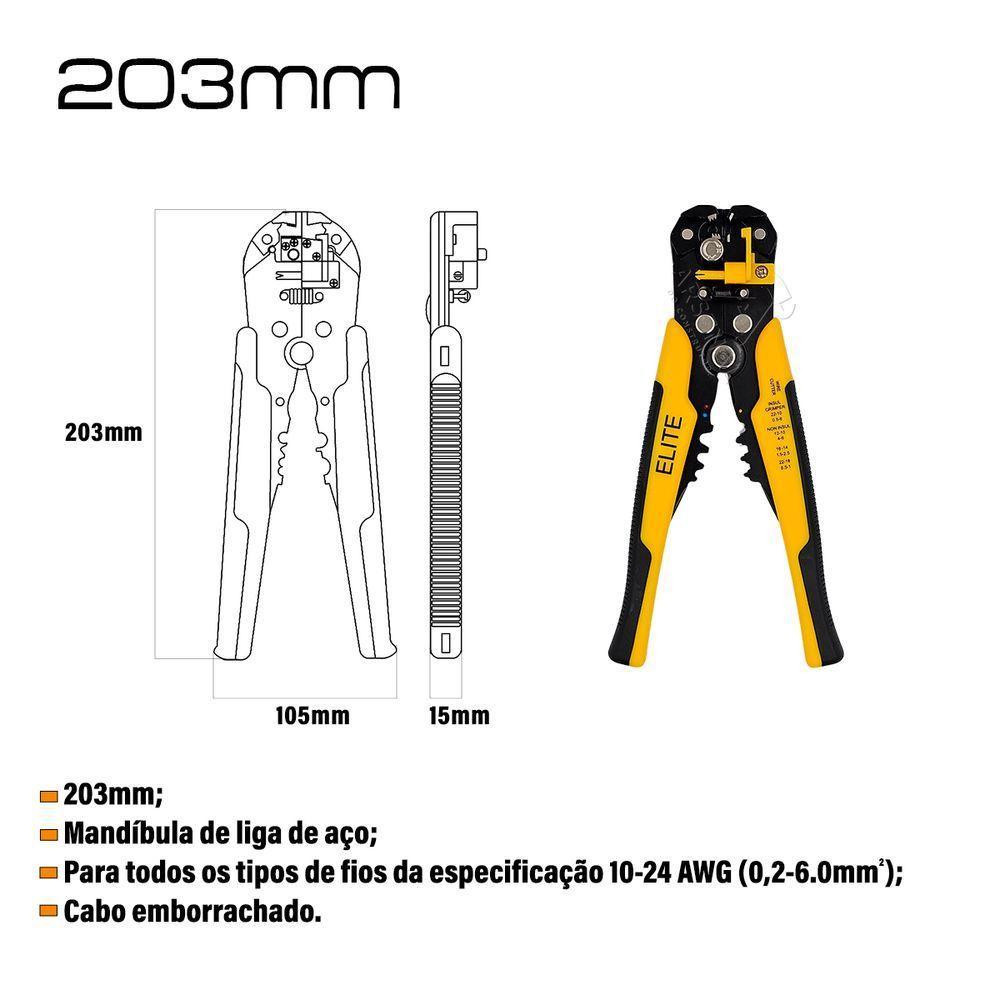 Alicate Desencapador E Crimpador De Fios Elétricos Elite - 4