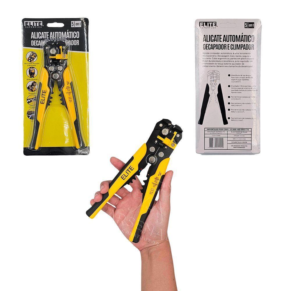 Alicate Desencapador E Crimpador De Fios Elétricos Elite - 5