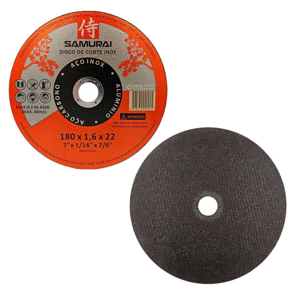 Kit 10 Discos De Corte Inox Samurai 1.6 180x22mm 7 Polegadas - 4