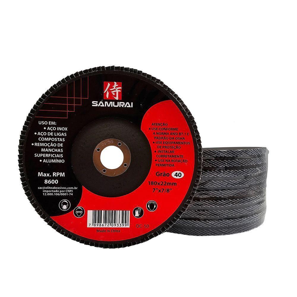 Kit 10 Discos De Lixa Flap De Fibra 180mm 7” Grão 40 - 1