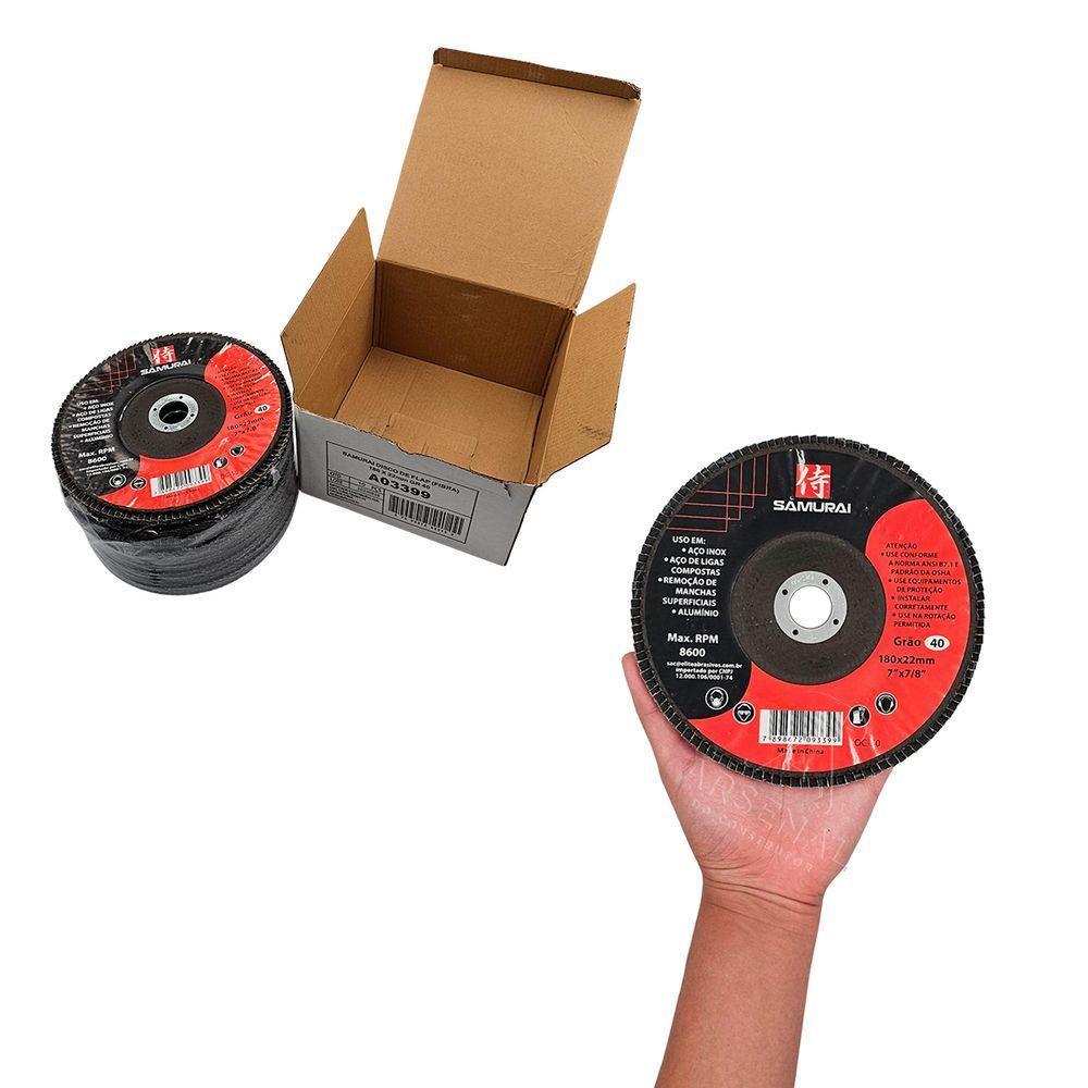 Kit 10 Discos De Lixa Flap De Fibra 180mm 7” Grão 40 - 2