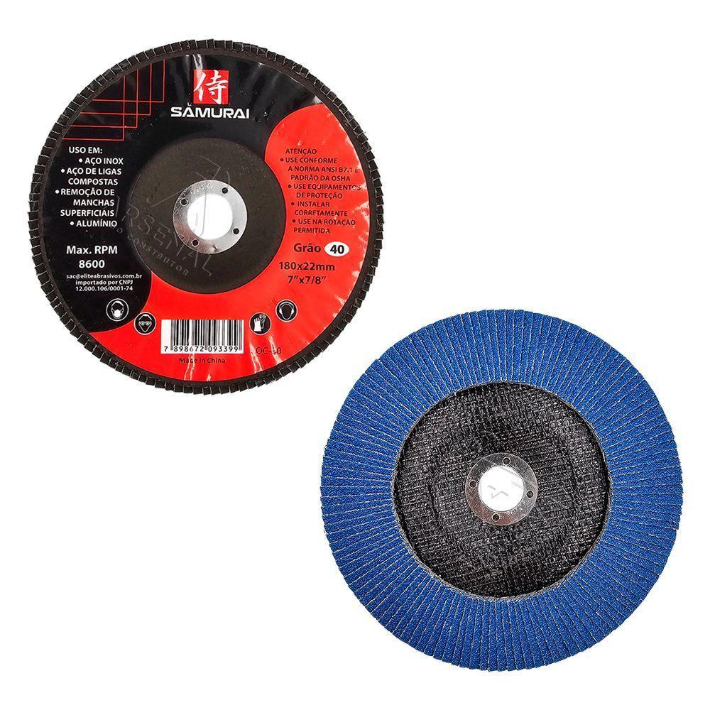 Kit 10 Discos De Lixa Flap De Fibra 180mm 7” Grão 40 - 4