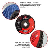 Kit 10 Discos De Lixa Flap De Fibra 180mm 7” Grão 40 - 3