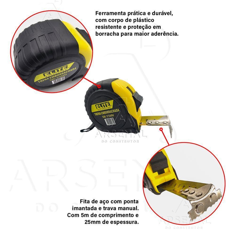 Kit 5 Trenas Emborrachadas 5m 25mm Ponta Imantada Elite - 3
