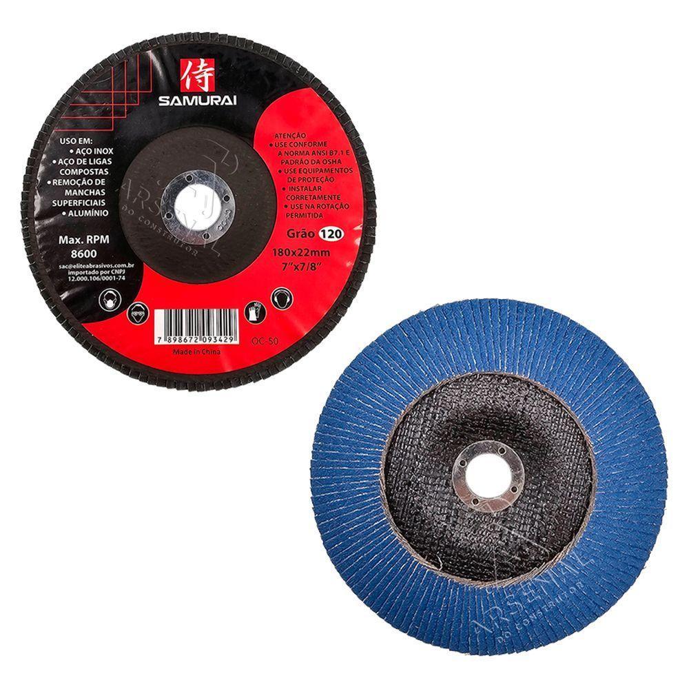 Kit 10 Discos De Lixa Flap De Fibra 180mm 7” Grão 120 - 4