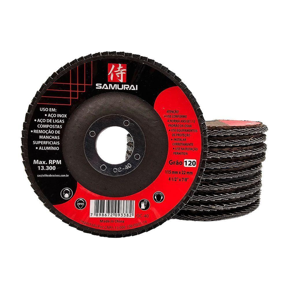 Kit 10 Discos De Lixa Flap De Fibra 115mm 4” Grão 120 - 1