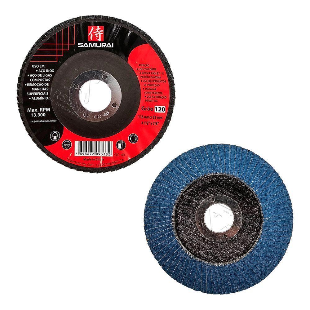 Kit 10 Discos De Lixa Flap De Fibra 115mm 4” Grão 120 - 5
