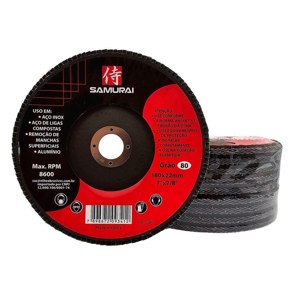 Kit 10 Discos De Lixa Flap De Fibra 180mm 7” Grão 80 - 1