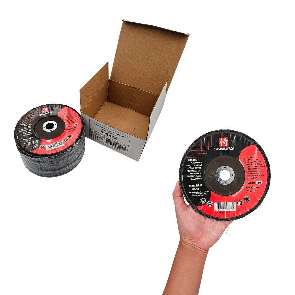 Kit 10 Discos De Lixa Flap De Fibra 180mm 7” Grão 80 - 2