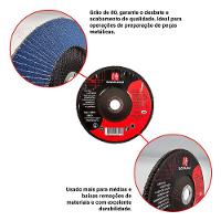 Kit 10 Discos De Lixa Flap De Fibra 180mm 7” Grão 80 - 3