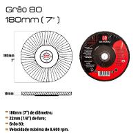 Kit 10 Discos De Lixa Flap De Fibra 180mm 7” Grão 80 - 5