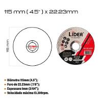 Kit 50 Discos De Corte Fino 1mm Lider 115x22mm 4 1/2 - 5