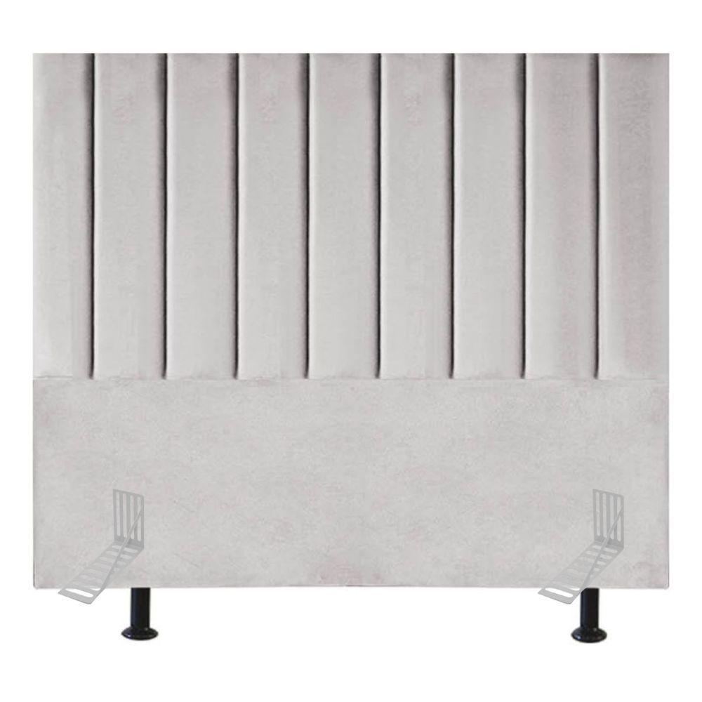 Cabeceira Estofada Cama King 195 Cm Sara Suede E Frame Cinza Claro - 1