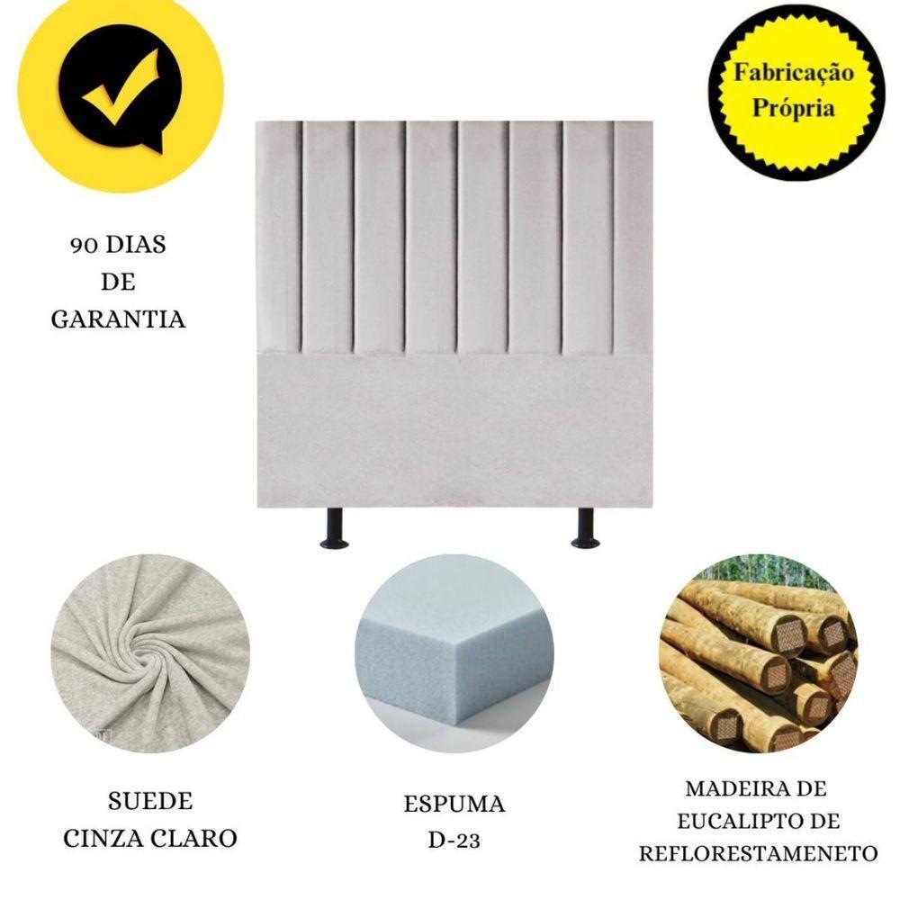 Cabeceira Estofada Cama King 195 Cm Sara Suede E Frame Cinza Claro - 4