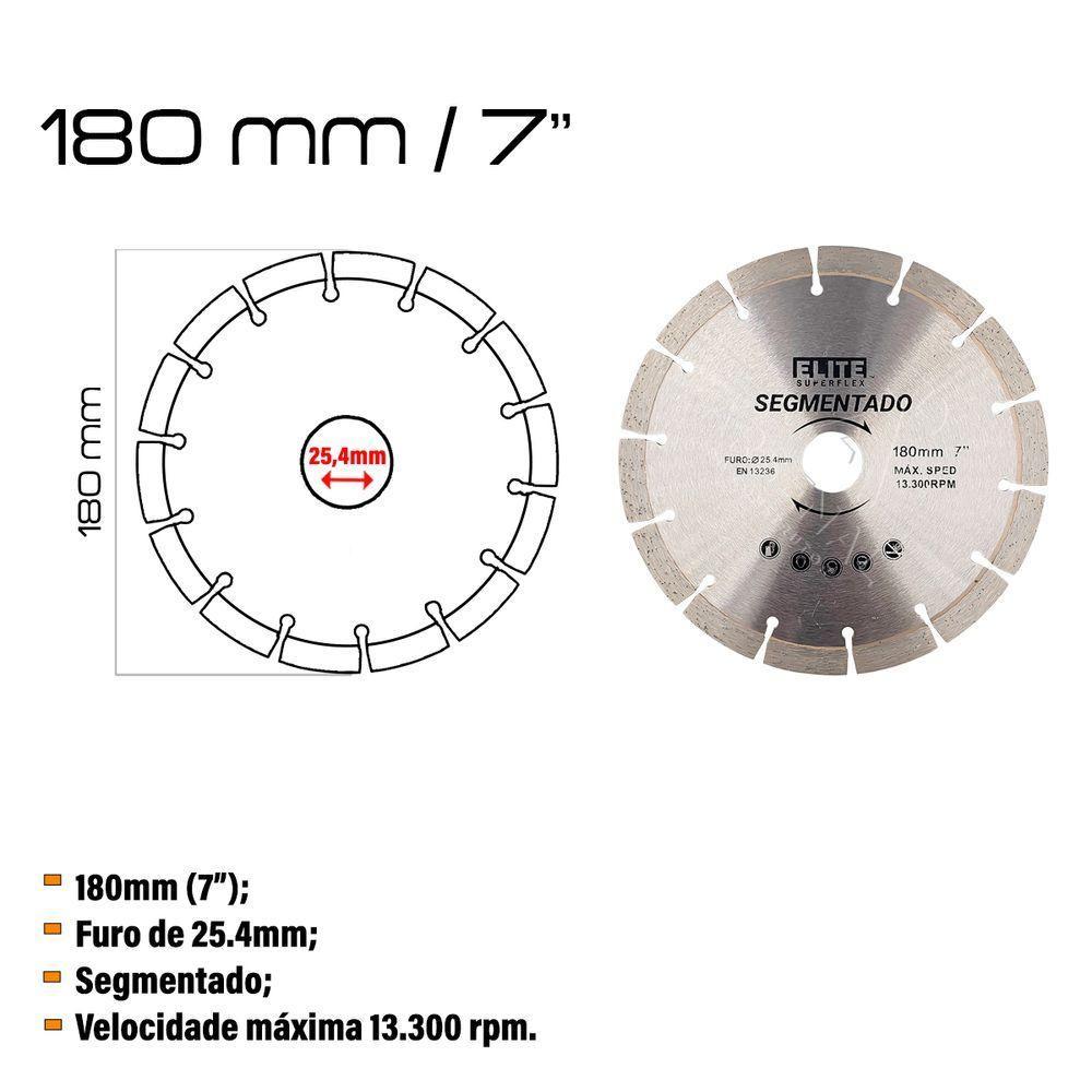 Disco Diamantado Segmentado 180mm 7 Polegadas Elite - 5