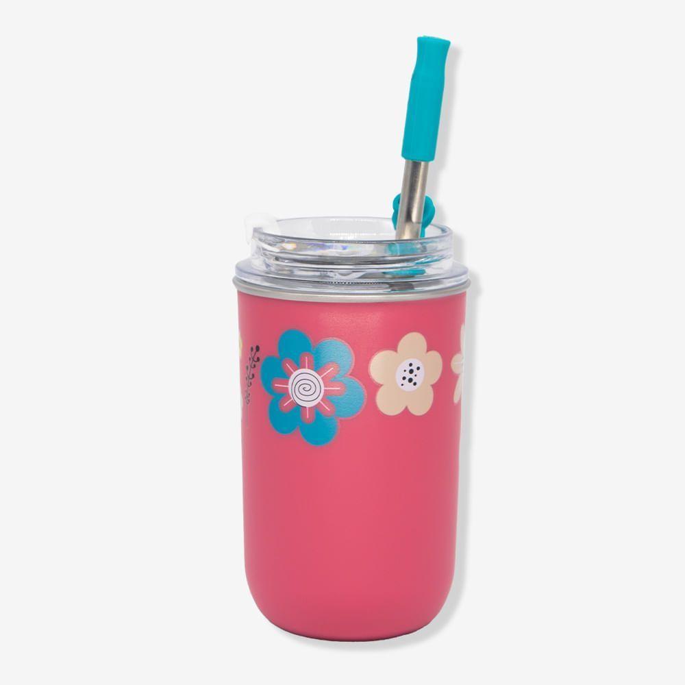 Copo Neo Com Canudo Amigas Floral Zonacriativa - 3