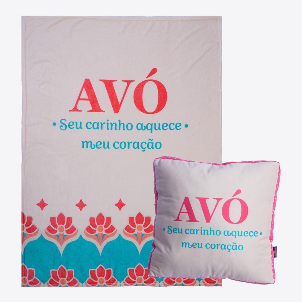 Almofada Com Manta Avó Azulejo Floral Zonacriativa - 1