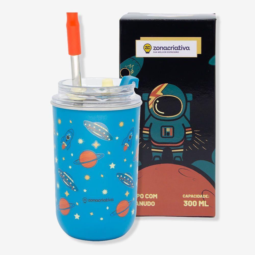 Copo Neo Com Canudo Astronauta Zonacriativa - 2