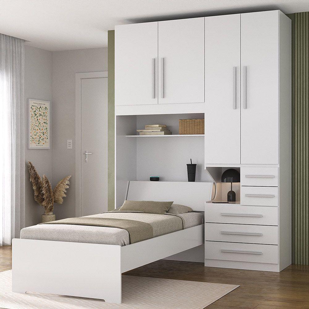 Dormitório De Solteiro Sem Cama 1225s Direito Branco - 3