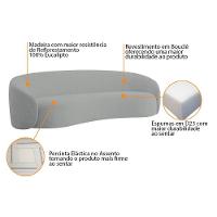 Kit Sofá 3 Lugares 200cm E 2 Poltronas Orgânica Luxo Recepção Amore Bouclé Cinza - 6