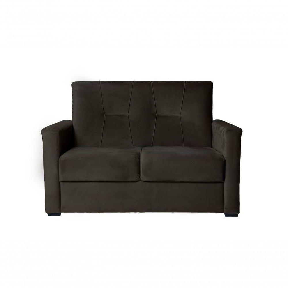 Sofá 2 Lugares Pequeno Alice E Porta Controle Herreiro Marrom Escuro - 1