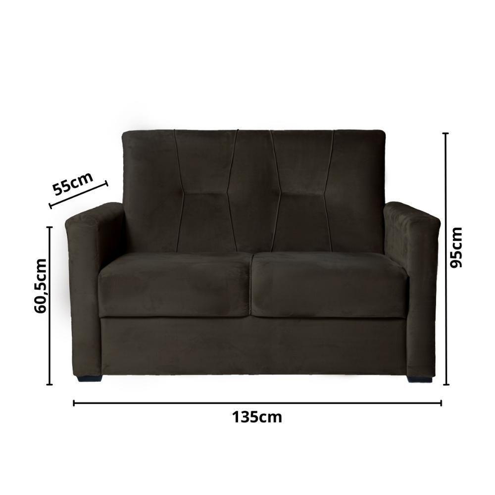 Sofá 2 Lugares Pequeno Alice E Porta Controle Herreiro Marrom Escuro - 2