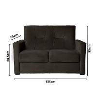 Sofá 2 Lugares Pequeno Alice E Porta Controle Herreiro Marrom Escuro - 2