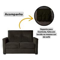 Sofá 2 Lugares Pequeno Alice E Porta Controle Herreiro Marrom Escuro - 3