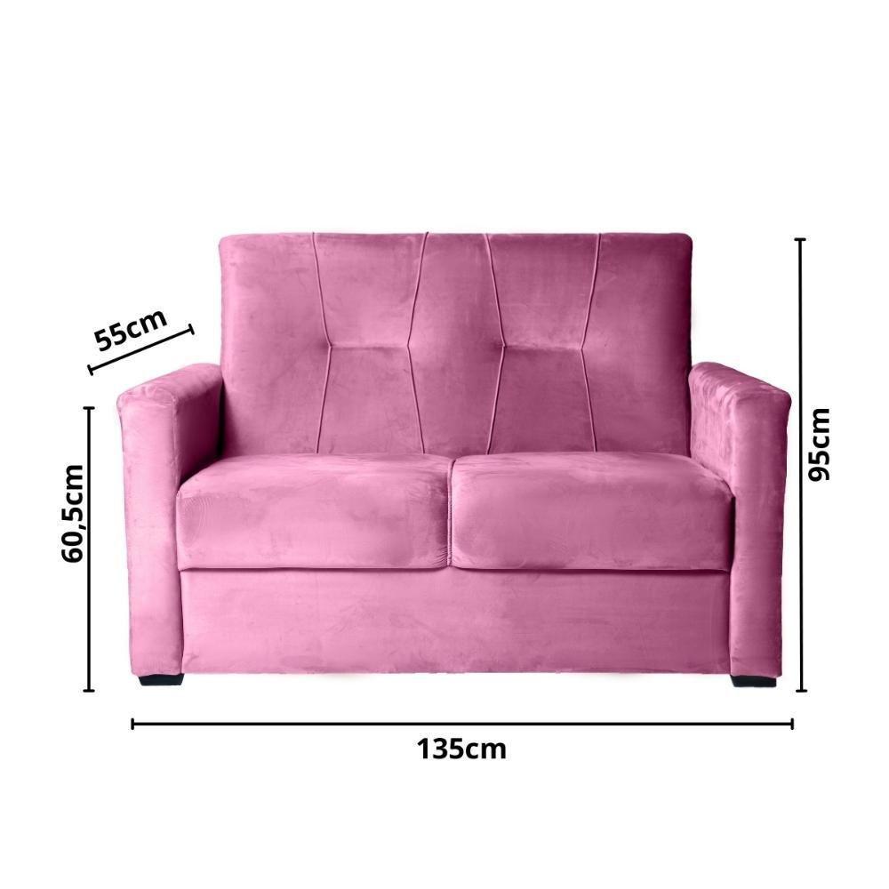 Sofá 2 Lugares Pequeno Alice E Porta Controle Herreiro Rosa - 2