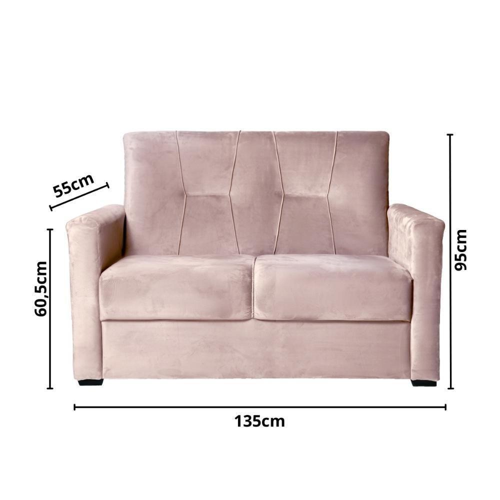 Sofá 2 Lugares Pequeno Alice E Porta Controle Herreiro Rosa Bebe - 2