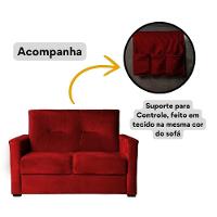 Sofá 2 Lugares Pequeno Alice E Porta Controle Herreiro Vermelho - 3