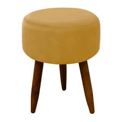 Puff Decorativo Redondo Pé Palito Herrero Amarelo