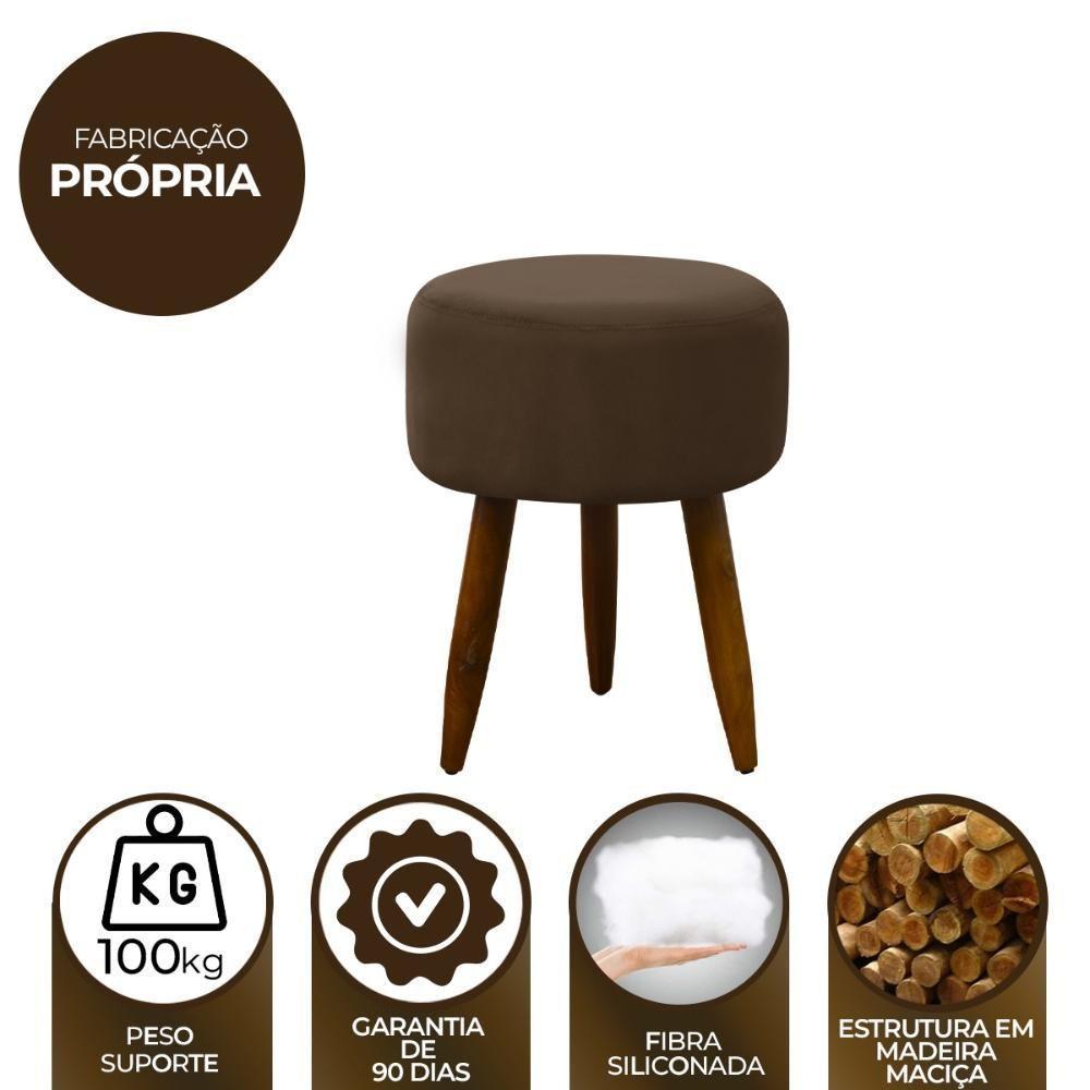 Puff Decorativo Redondo Pé Palito Herrero Marrom Claro - 2