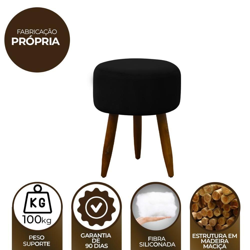 Puff Decorativo Redondo Pé Palito Herrero Preto - 2