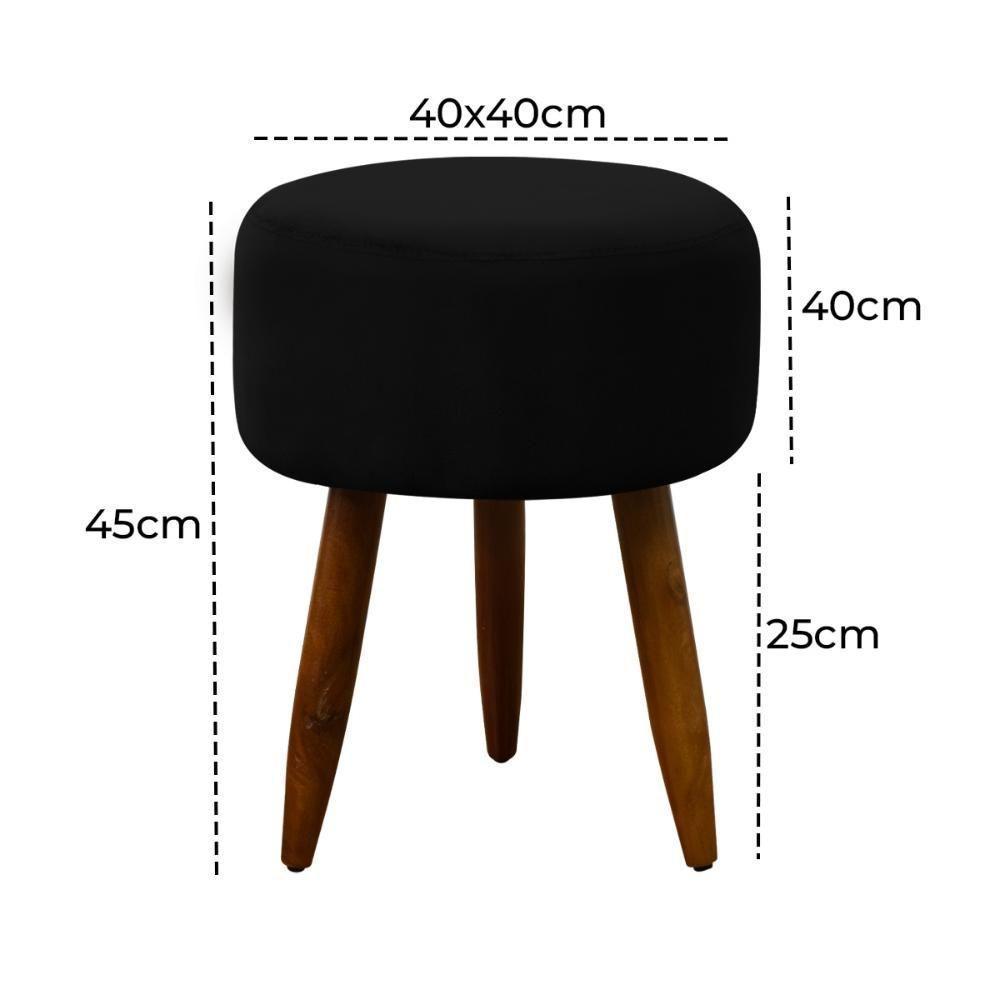 Puff Decorativo Redondo Pé Palito Herrero Preto - 3