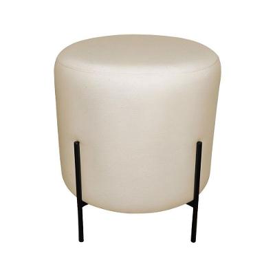 Puff Banqueta Decorativa Sala Base Pés Bronze Milão Linho Base Pés preto tecido linho