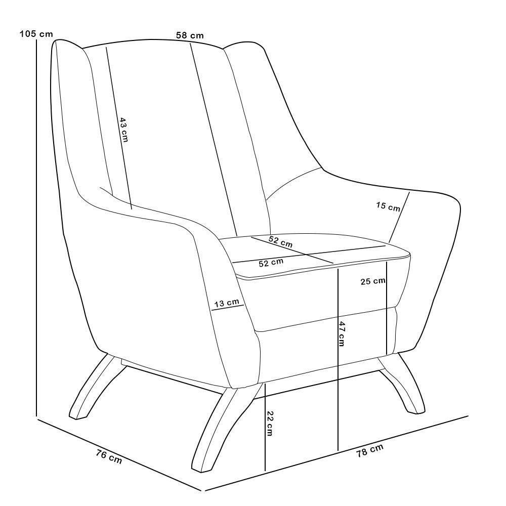 Kit 02 Poltronas Decorativa Fixa Base De Madeira Castanho Juliet D02 Couríssimo Whisky B-90 - Lyam Decor - 7