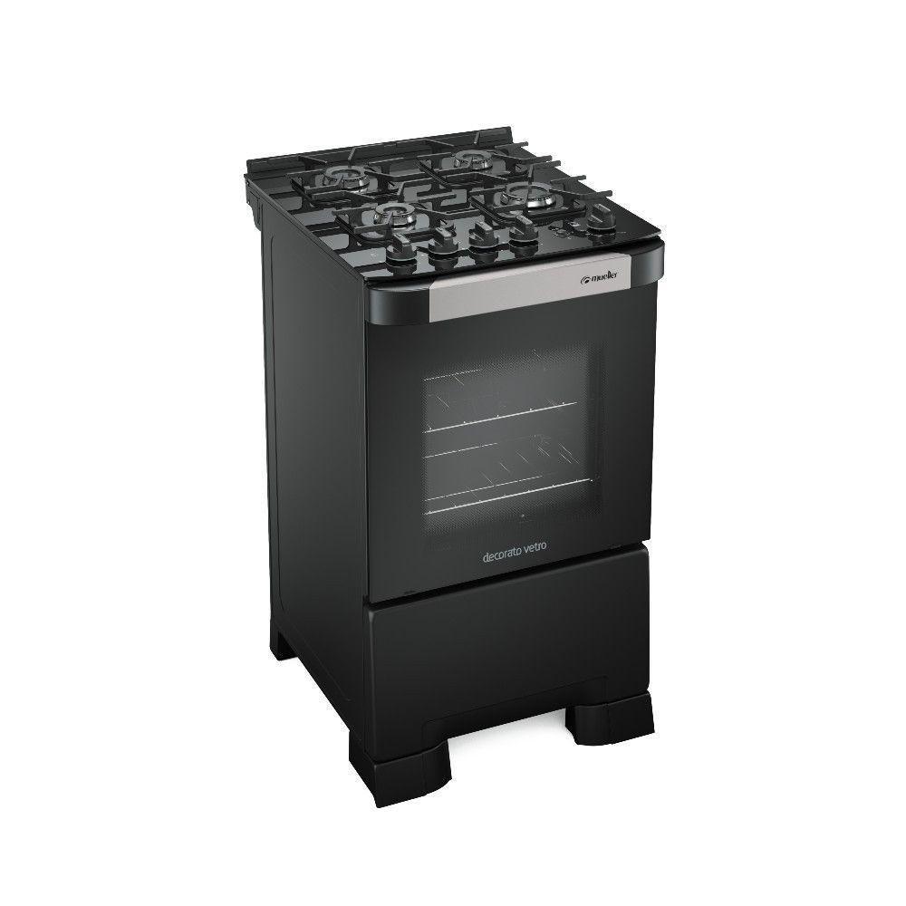 Fogão 4 Bocas Mueller Decorato Vetro G3 Preto Fosco Bivolt - 2