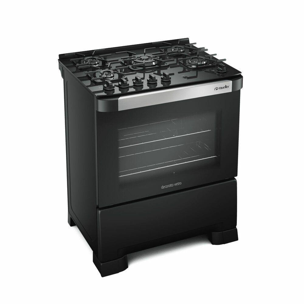 Fogão A Gás De Piso Decorato Vetro G3 5 Bocas Mueller Preto Fosco Bivolt - 2