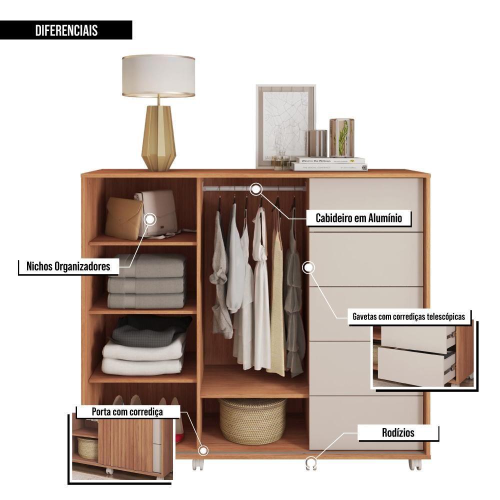 Cômoda Grande 2 Portas 5 Gavetas Marrom Pegasus Caemmun - 4