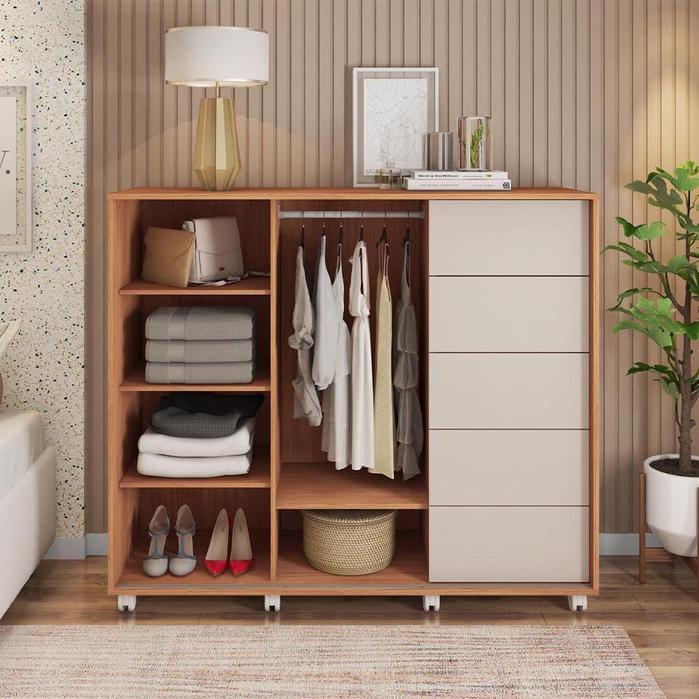 Cômoda Grande 2 Portas 5 Gavetas Marrom Pegasus Caemmun - 5