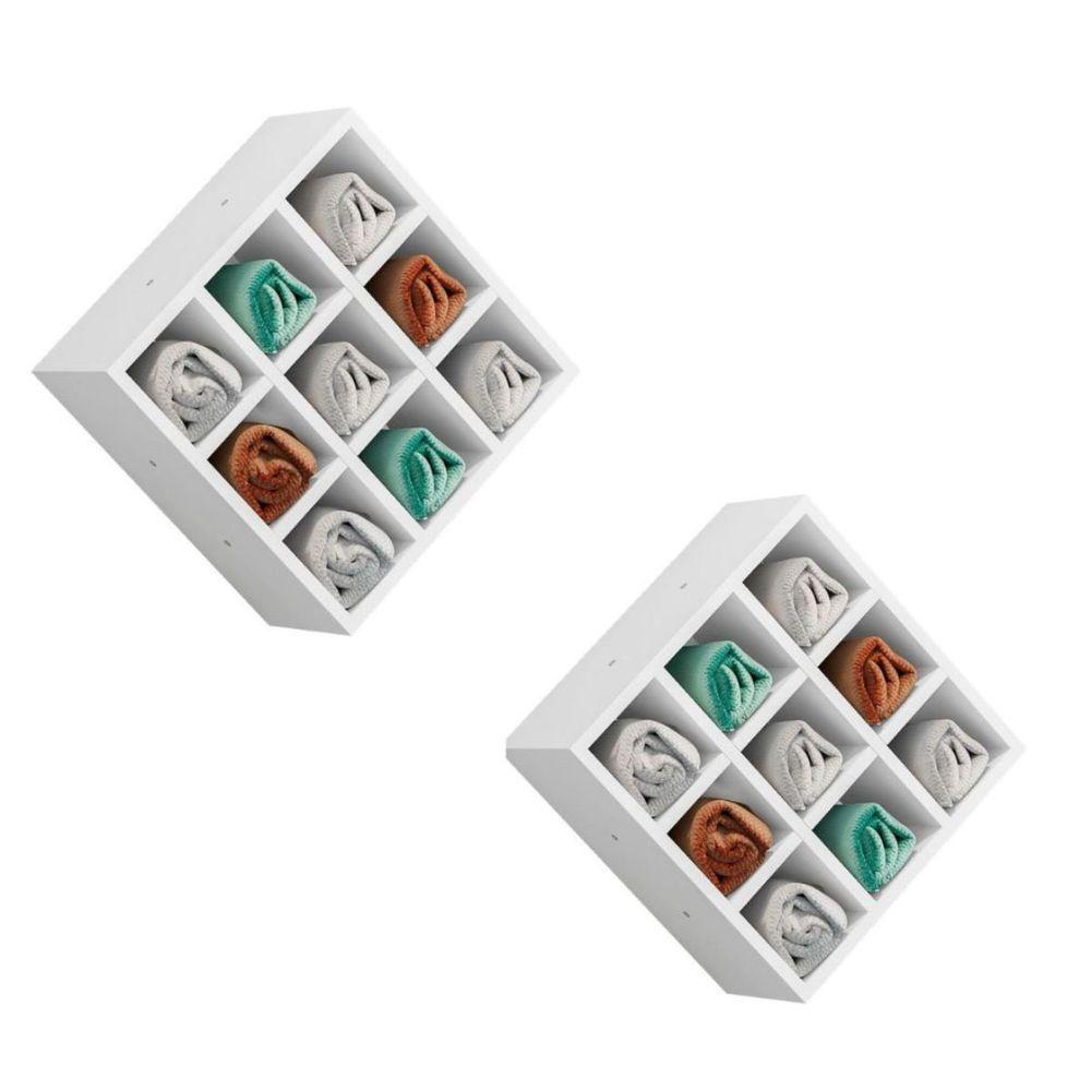 Kit 2 Nicho Decorativo Porta Toalha Com 9 Nichos Multiuso Requinte branco - 1