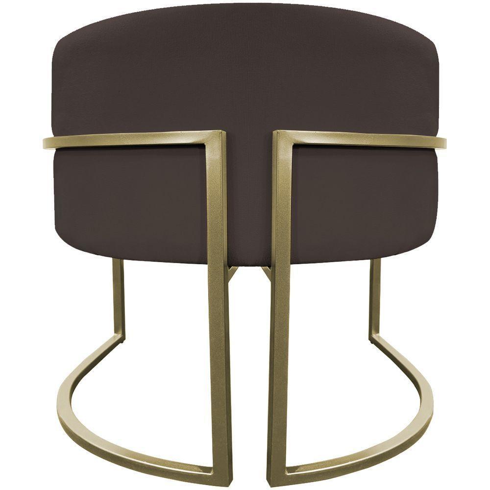 Kit 2 Poltronas Decorativa Recepção Luna Suede Cores Base De Ferro Champagne Marrom Suede - 5