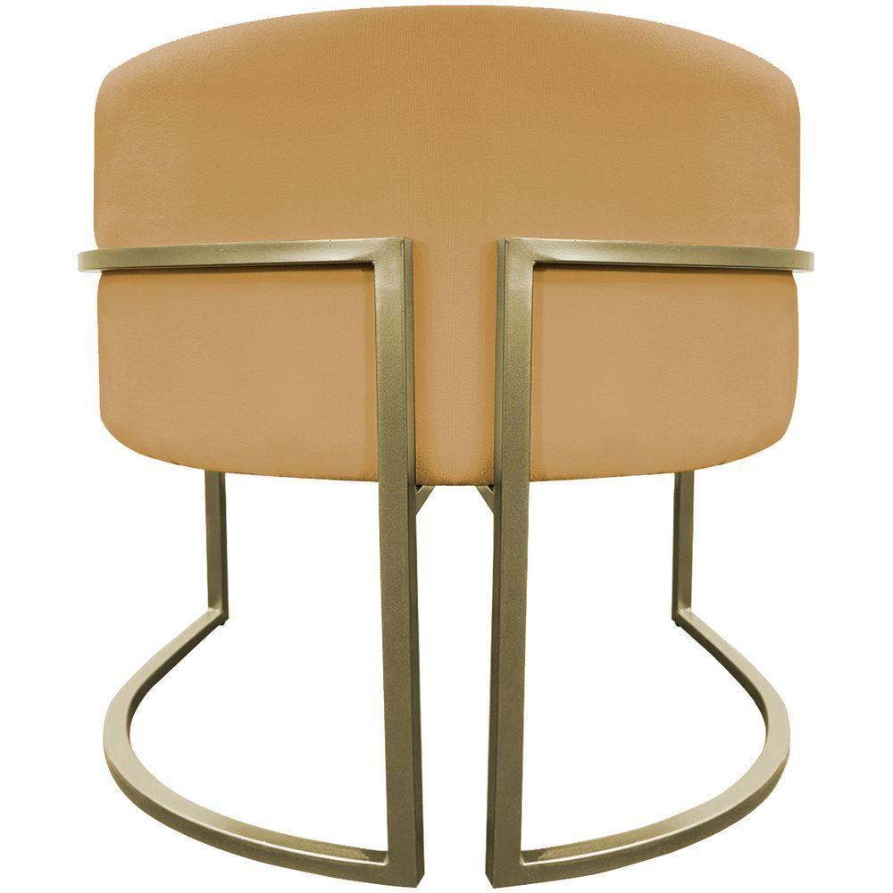 Kit 2 Poltronas Decorativa Recepção Luna Suede Cores Base De Ferro Champagne Mostarda Suede - 5